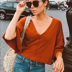 Urban Outfitters crop bell sleeve shirt
